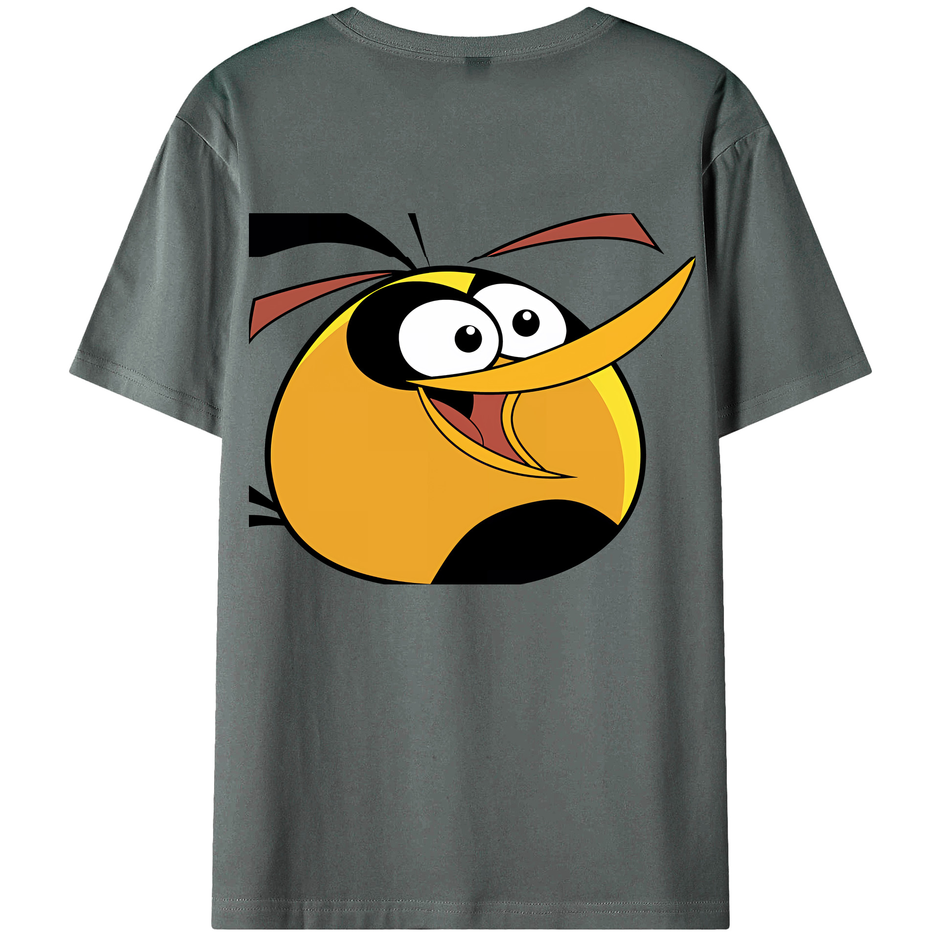 （画像用） Angry Birds アングリーバード 綿100％ メンズ半袖Tシャツ（バックプリント） 通気性